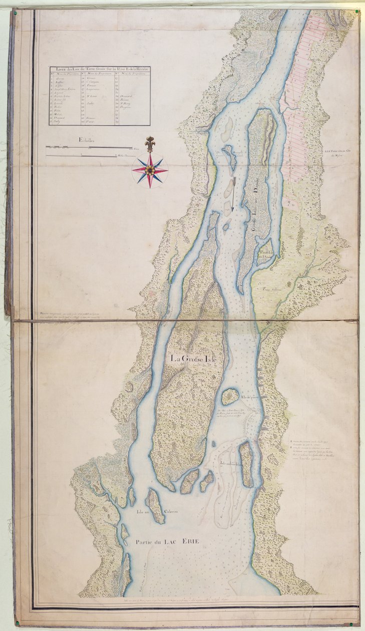 ग्रोसे आइल और एरी झील का हिस्सा, 1796 (कागज पर कलम, स्याही और डब्ल्यूसी) द्वारा फ्रेंच स्कूल