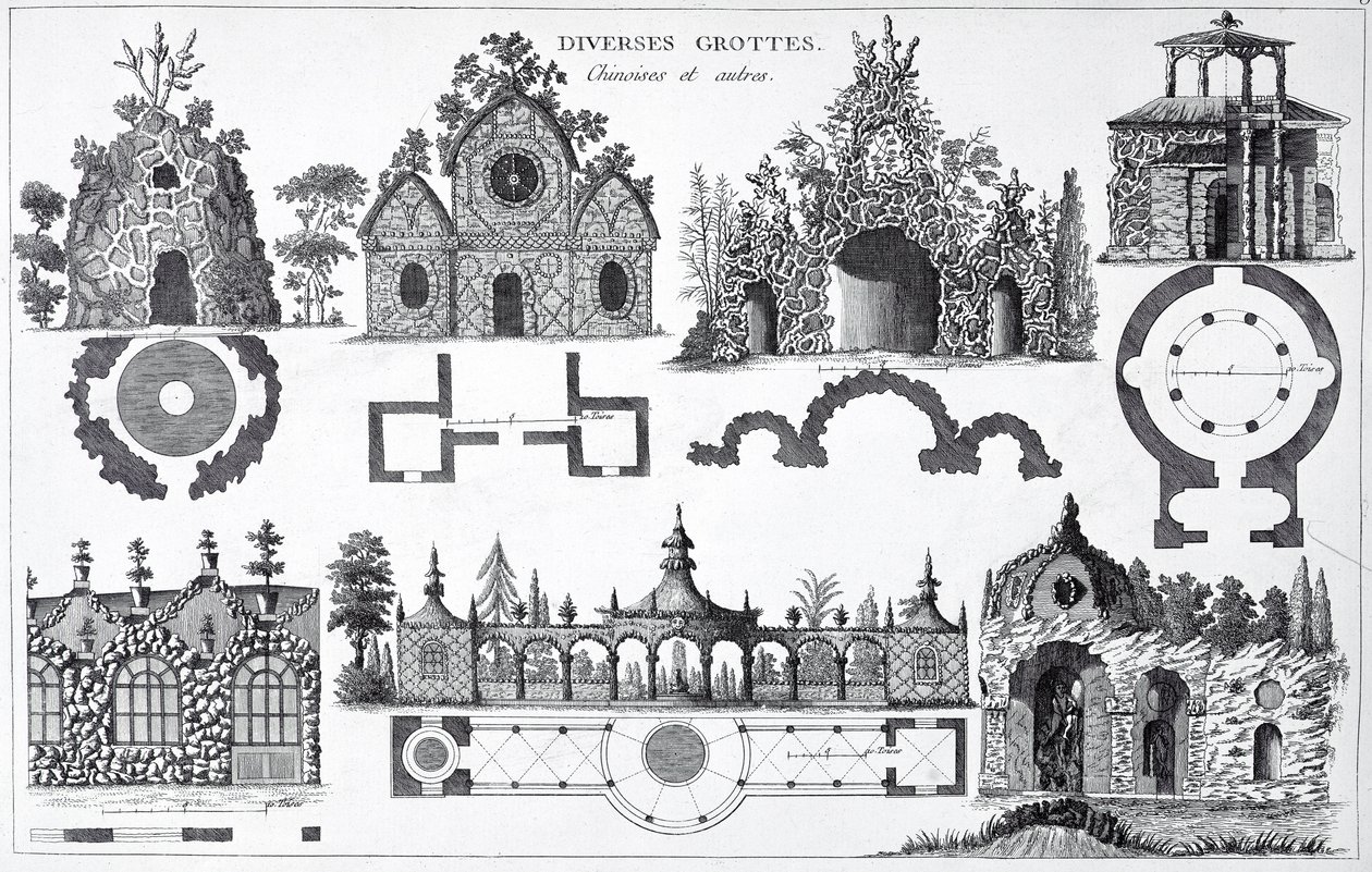 जॉर्ज लुइस ले रूज द्वारा एंग्लो-चीनी गार्डन से ग्रोटो डिजाइन, 1775-78 प्रकाशित द्वारा फ्रेंच स्कूल