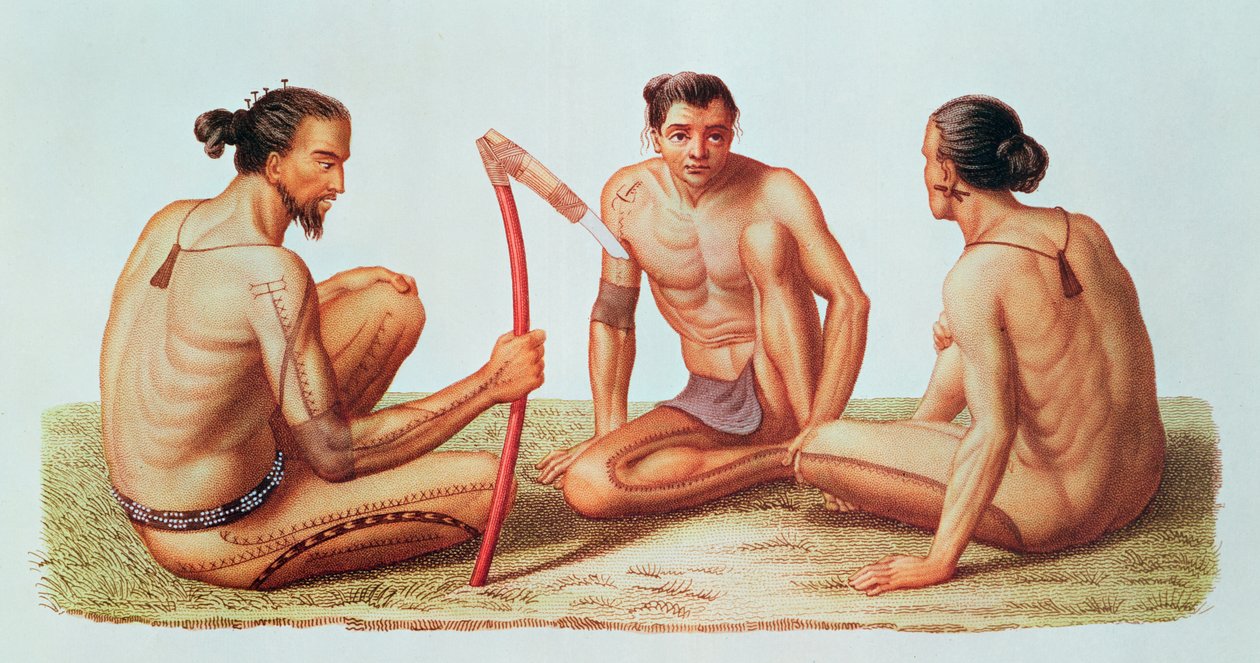 कैरोलीन द्वीपसमूह में Oualan के द्वीप के निवासी द्वारा फ्रेंच स्कूल
