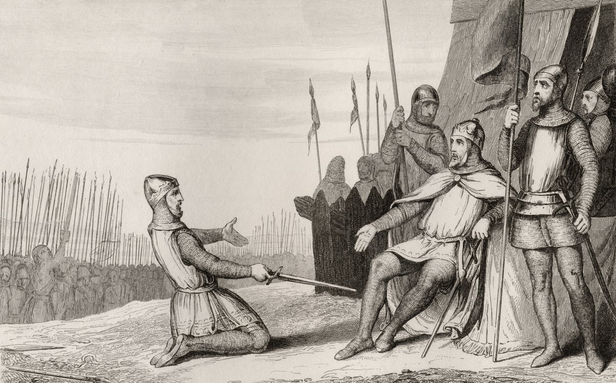 हेनरी I (1008-60) ने अपने भाई रॉबर्ट-ले-विएक्स को, कर्नल द्वारा &39;हिस्टोइरे डी फ्रांस&39; से माफ़ किया, c.1840 प्रकाशित द्वारा फ्रेंच स्कूल