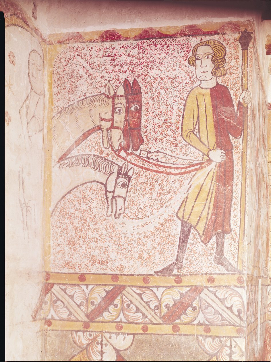 उत्तरी दीवार, c.1265 से तीन घोड़ों की बागडोर संभालते घुड़सवार द्वारा फ्रेंच स्कूल