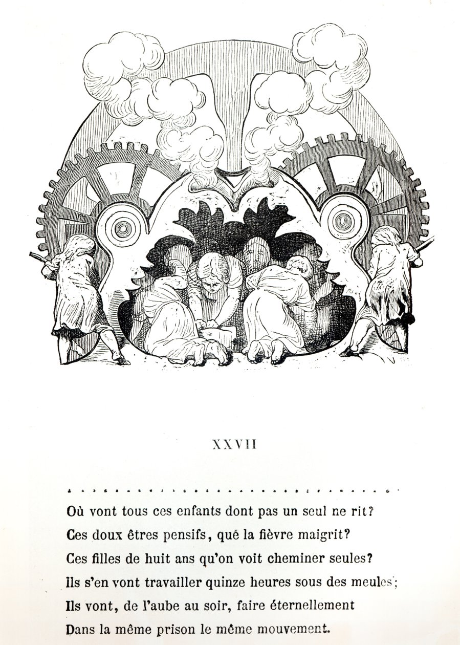 विक्टर ह्यूगो (1802-85) c.1880 द्वारा बाल श्रम पर एक कविता का चित्रण, हेज़ेल द्वारा प्रकाशित द्वारा फ्रेंच स्कूल