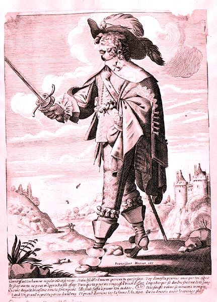 लुई XIII (1601-43) के शासनकाल में एक सैनिक का चित्रण (उत्कीर्णन) (बी/डब्ल्यू फोटो) द्वारा फ्रेंच स्कूल