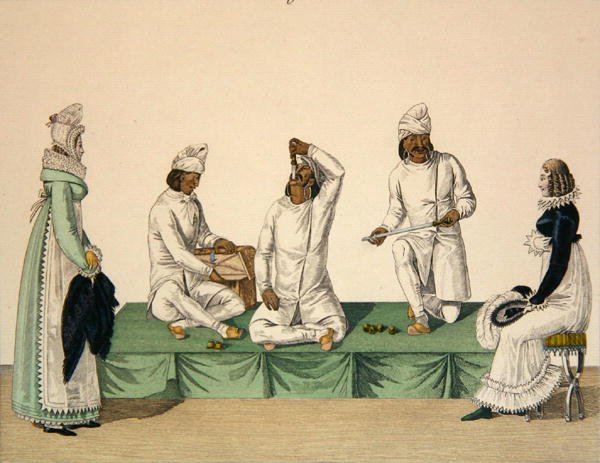 भारतीय बाजीगर, 'ले बॉन शैली' से प्लेट 88, c.1810 (रंग उत्कीर्णन) द्वारा फ्रेंच स्कूल