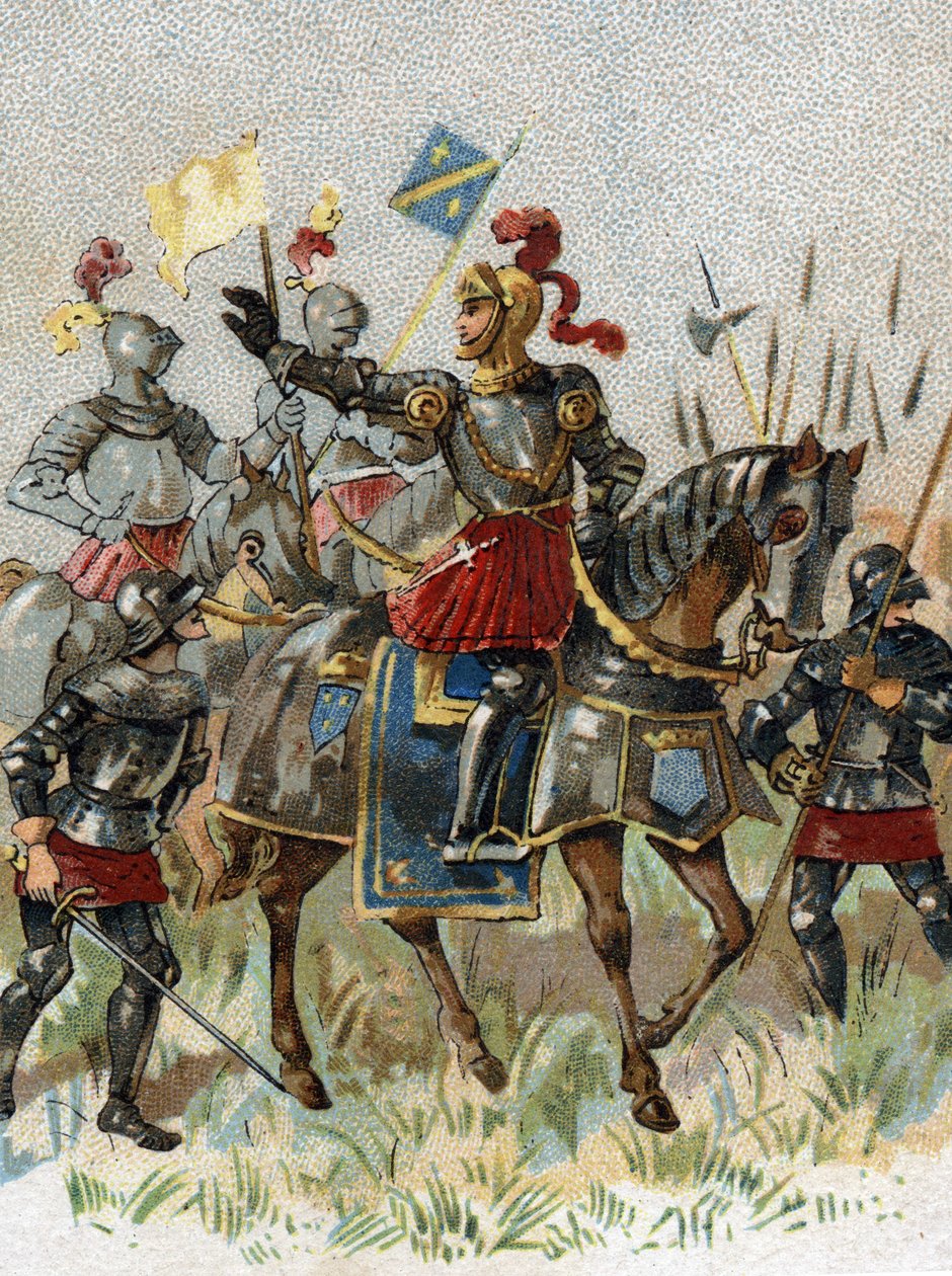 इतालवी युद्ध: लुई XII (1462-1515), फ्रांस के राजा, 14 मई 1509 को इटली में एग्नाडेल (मिलान) की लड़ाई में। क्रोमोलिथोग्राफी। द्वारा फ्रेंच स्कूल