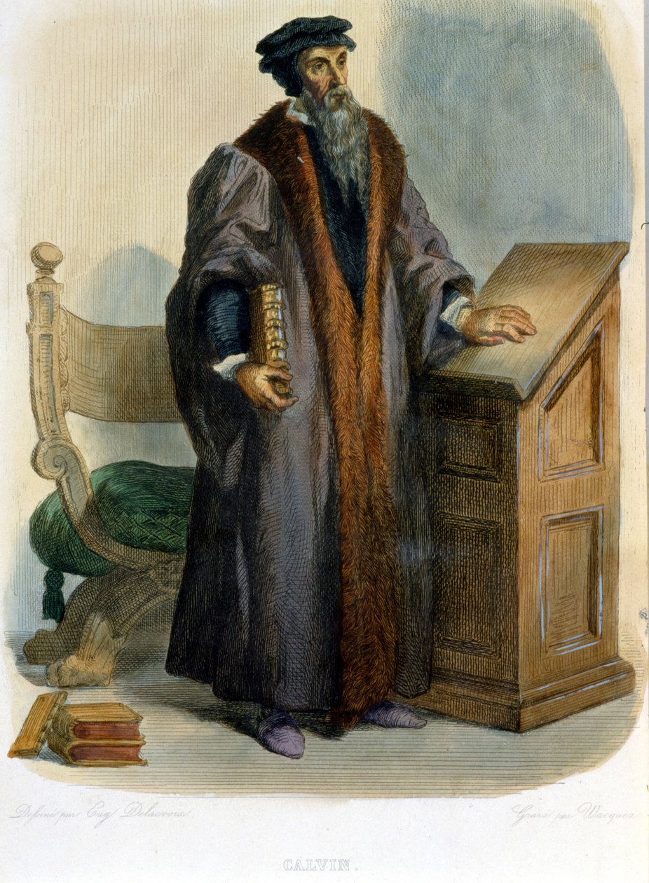 जीन केल्विन (जीन कॉविन, फ्रांसीसी सुधारक और लेखक (1509-1564) - "" ले प्लुटार्क फ़्रैंकैस "", एड। मेनेचेट में द्वारा फ्रेंच स्कूल