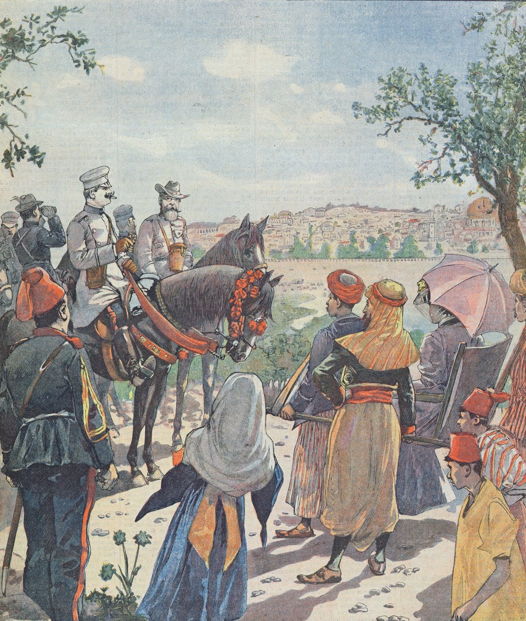 कैसर विल्हेम द्वितीय (1859-1941) की यात्रा फिलिस्तीन के लिए। जेरूसलम में आगमन, एक अखबार से, 2 नवंबर 1898 द्वारा फ्रेंच स्कूल