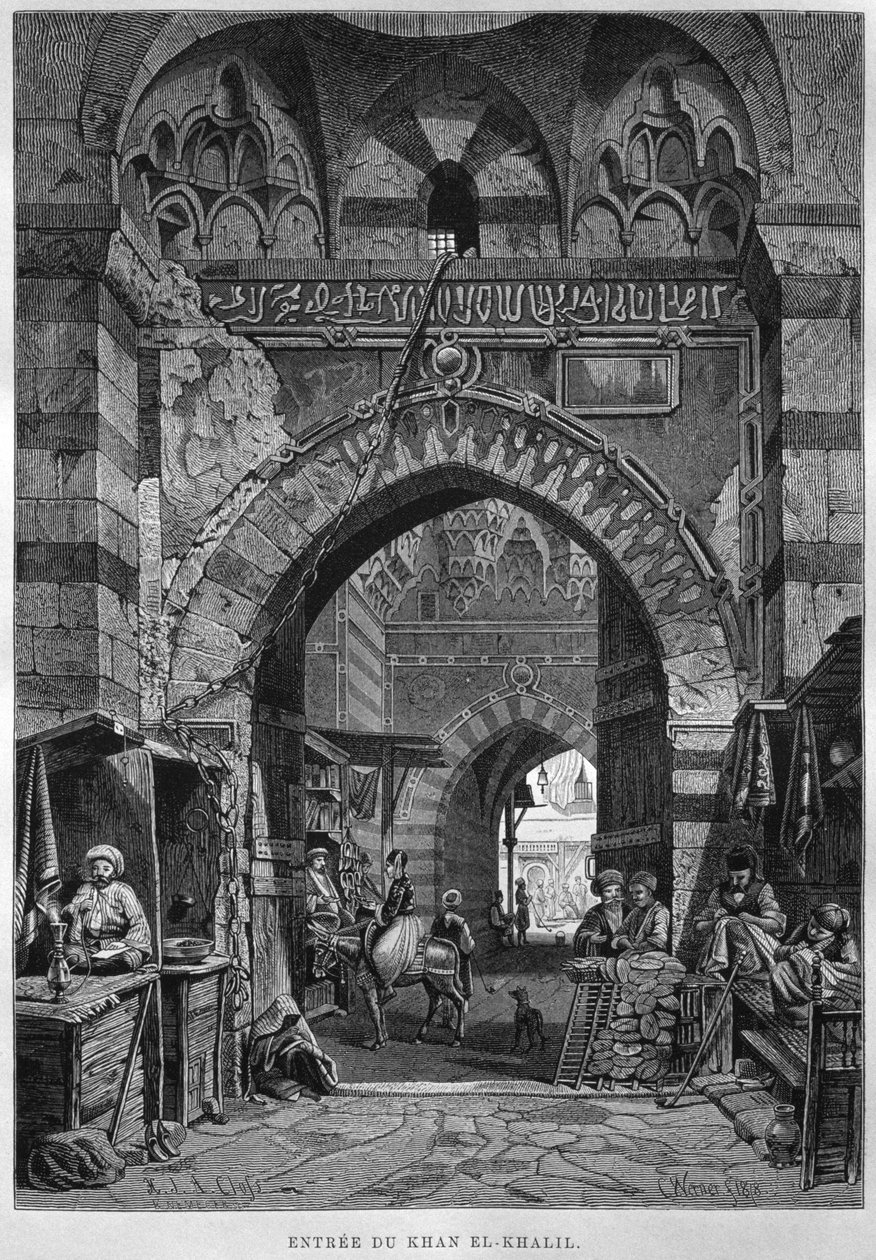 जॉर्ज एलिट्ज (1837-98) के लीजिपे से खान एल-खलील प्रविष्टि, 1881 (बीडब्ल्यू उत्कीर्णन) द्वारा फ्रेंच स्कूल