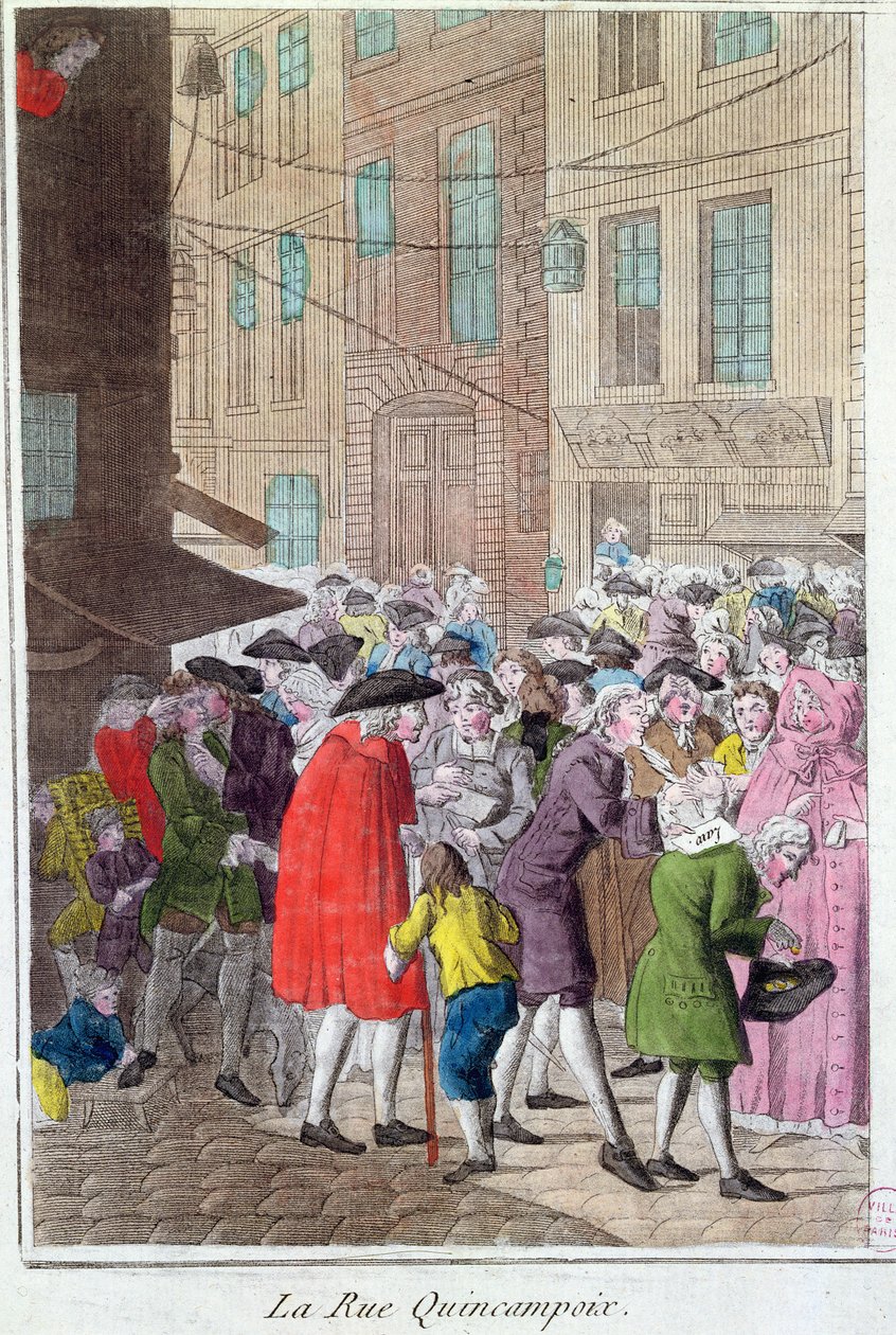 La Rue Quincampoix, The Law Affair, c.1797 द्वारा फ्रेंच स्कूल