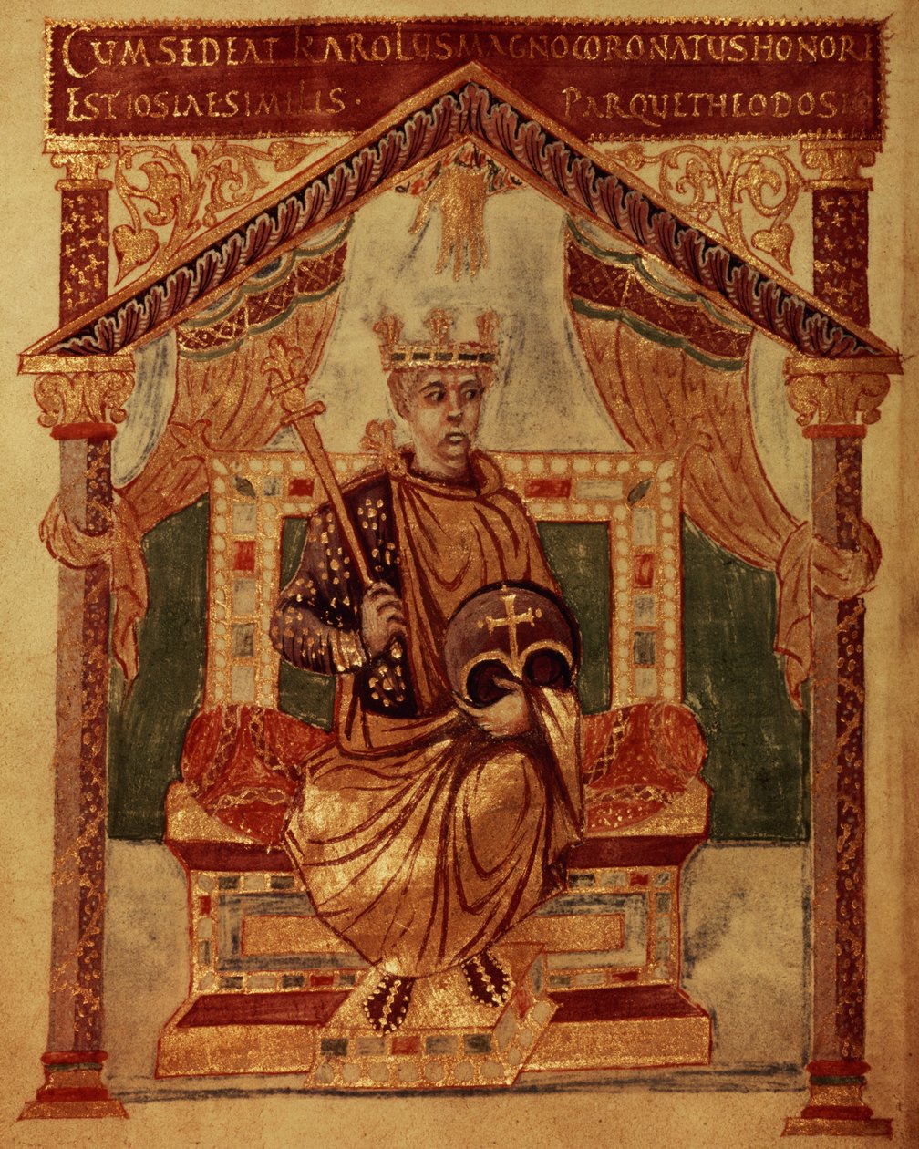 लाट 1152 f.3v शारलेमेन (कैरोलस मैगनस, चार्ल्स द ग्रेट) (747-814) फ्रांस के राजा और पश्चिम के ईसाई सम्राट, चार्ल्स के बोल्ड से बोल्ड द्वारा फ्रेंच स्कूल
