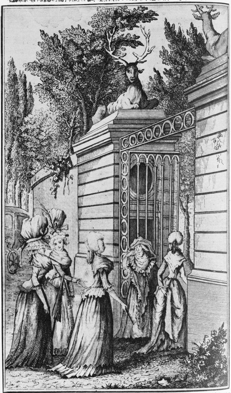 Le Parc aux Cerfs, Louis XV के रॉयल हेवन का गेटवे (1710-74), मैडम डी पोम्पडौर (1721-64) द्वारा प्रबंधित द्वारा फ्रेंच स्कूल