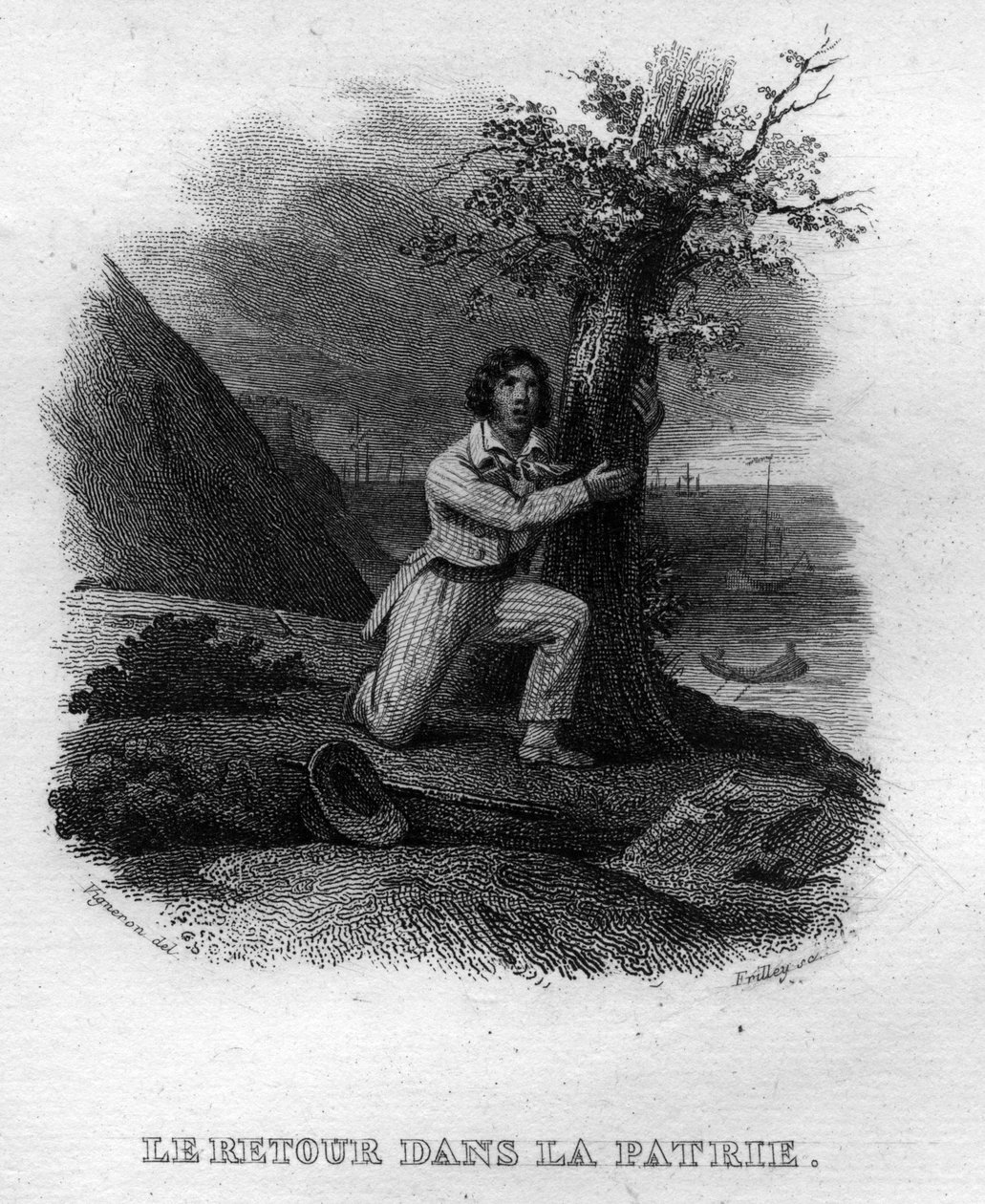 पियरे जीन डे बेरंगेर (1780-1857), फ्रांसीसी कवि और गीतकार द्वारा "" ओयूवर्स कम्प्लीट्स "" (1834) में ले रिटोर डान्स ला पैट्री चैनसन डी बेरेंजर। द्वारा फ्रेंच स्कूल