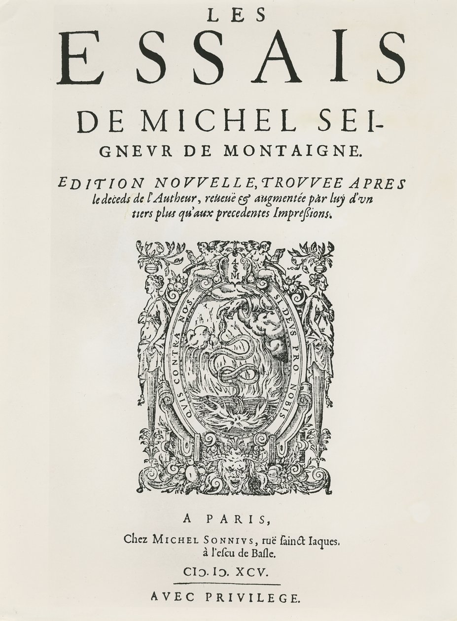 मिशेल डी मोंटेने द्वारा 'द एसेज', 1595 में प्रकाशित (उत्कीर्णन) द्वारा फ्रेंच स्कूल