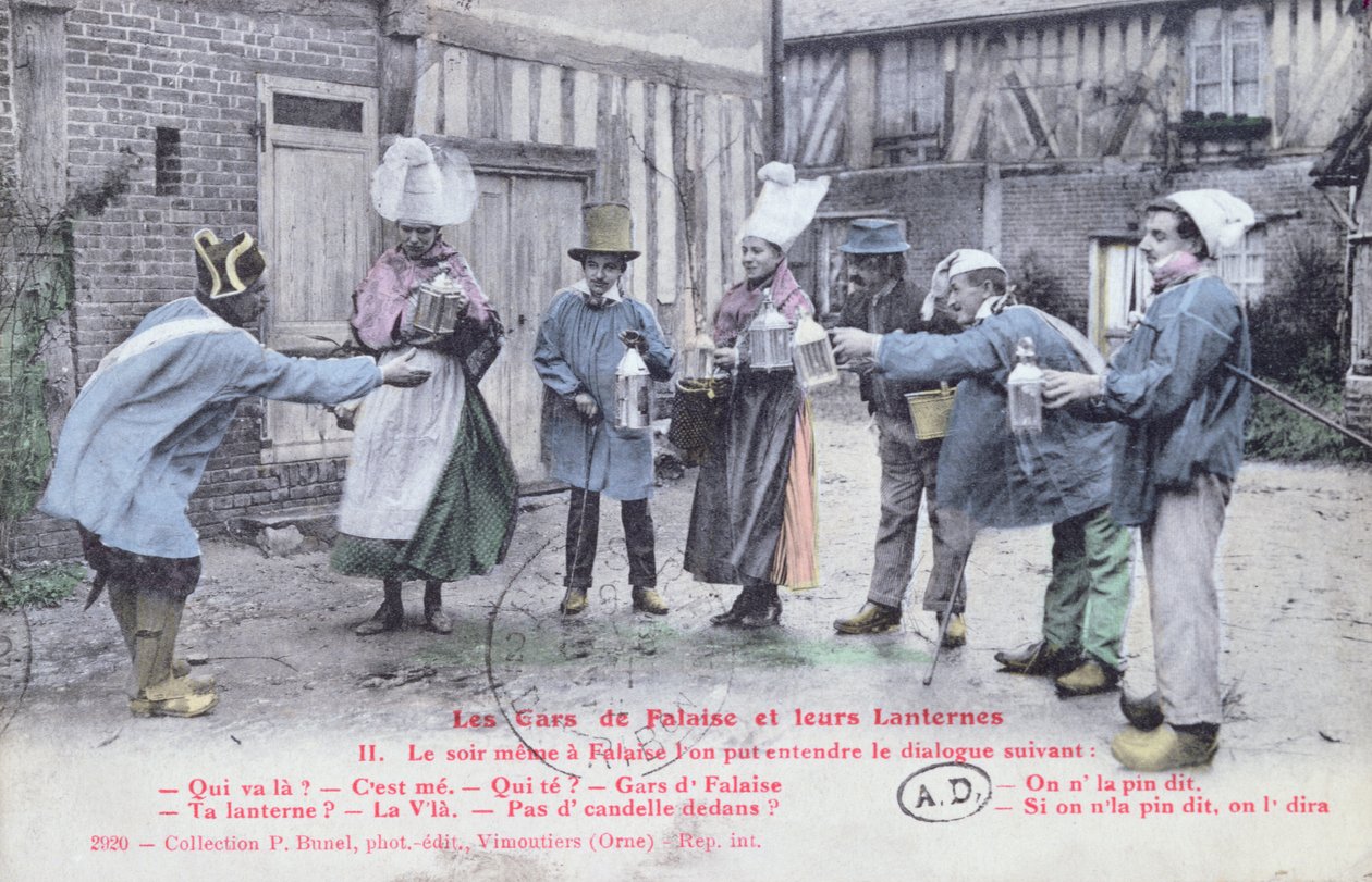 Falaise दोस्तों और उनके लालटेन, c.1910 (एक तस्वीर के बाद) द्वारा फ्रेंच स्कूल