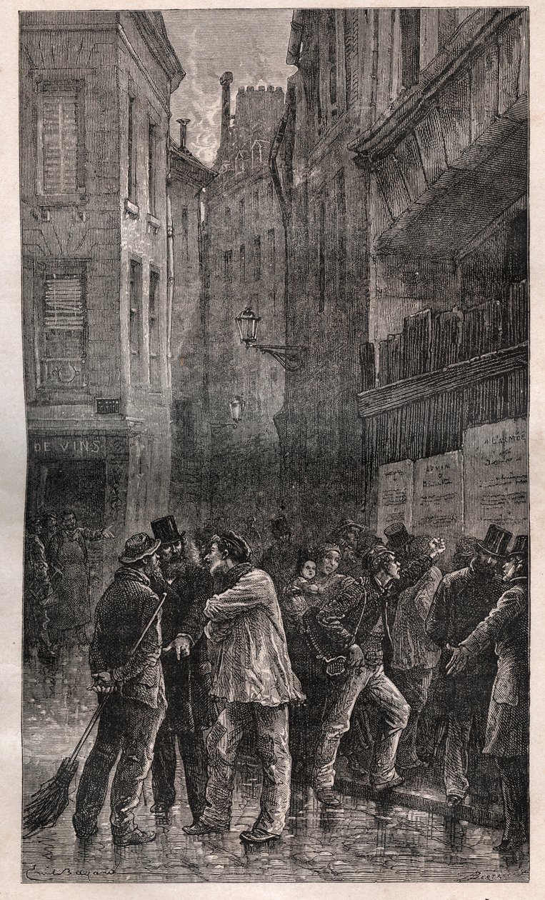 लेस पोस्टर - पेरिस के लोग 2 दिसंबर 1851 को तख्तापलट की सूचना देने वाली सभी दीवारों पर सार्वजनिक नोटिस खोजने के लिए जागते हैं - "" हिस्टोइरे डी'अन क्राइम" (एक अपराध का इतिहास) (ला पुरस्कार) डी पोवोइर डी नेपोलियन III एन फ्रांस) - विक्टर ह् द्वारा फ्रेंच स्कूल