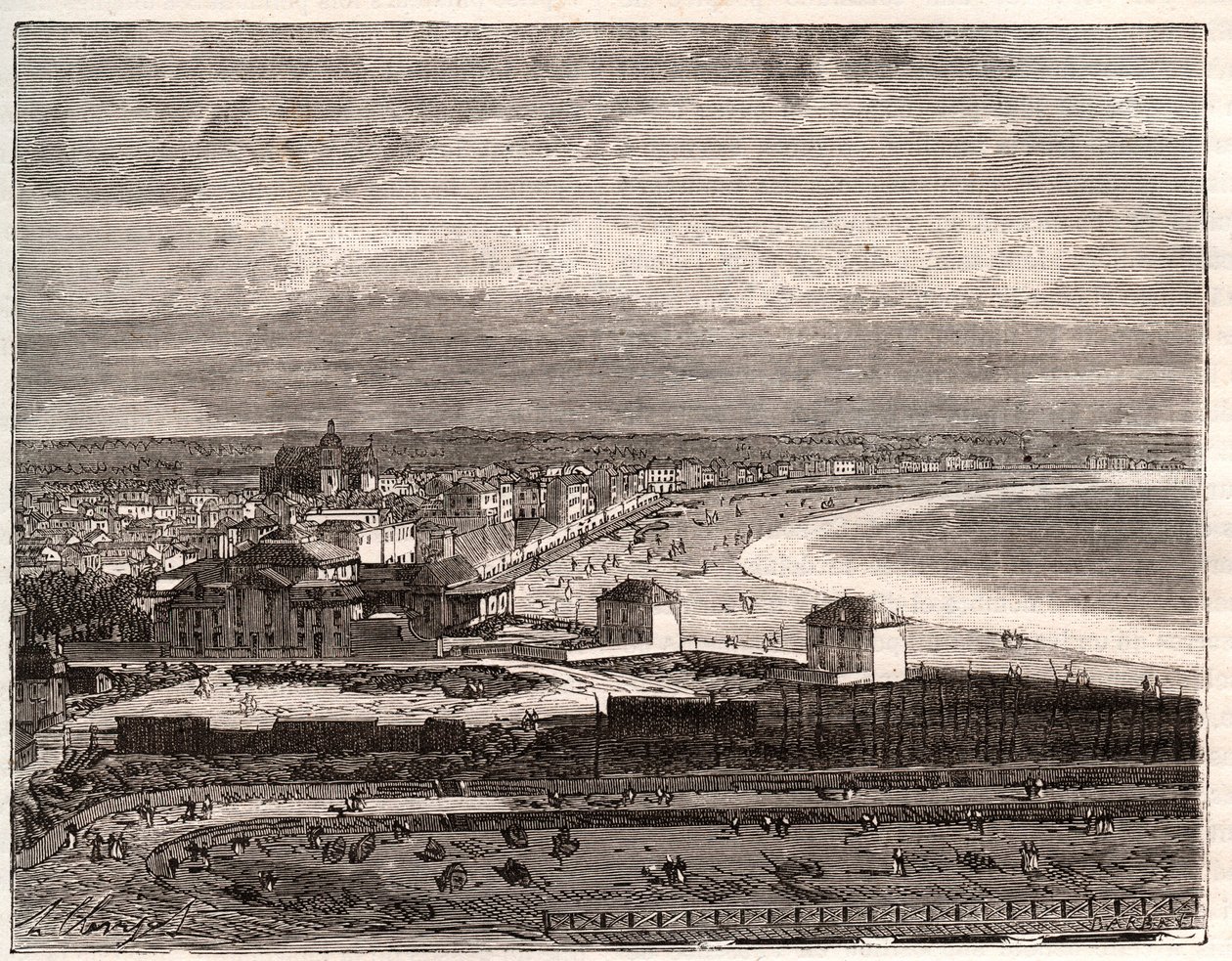 Les Sables d'Olonne (Les Sables d'Olonne) - VA माल्ट-ब्राउन द्वारा "द शानदार फ्रांस: भूगोल, इतिहास, सांख्यिकीय प्रशासन" में उत्कीर्णन। १८८४ द्वारा फ्रेंच स्कूल