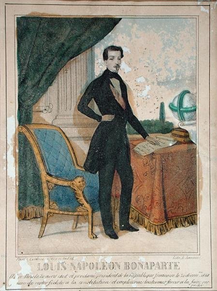 लुइस-नेपोलियन बोनापार्ट (1808-73) जेनिन द्वारा उकेरा गया, c.1849 (लिथो) द्वारा फ्रेंच स्कूल