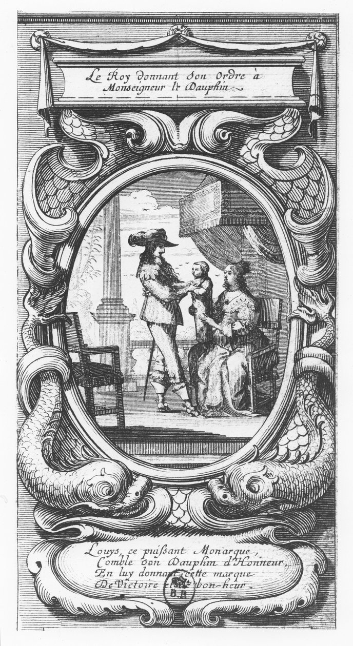 लुई XIII, फ्रांस के राजा ने मोनसेग्नूर ले दौफिन (उत्कीर्णन) को आदेश दिया द्वारा फ्रेंच स्कूल