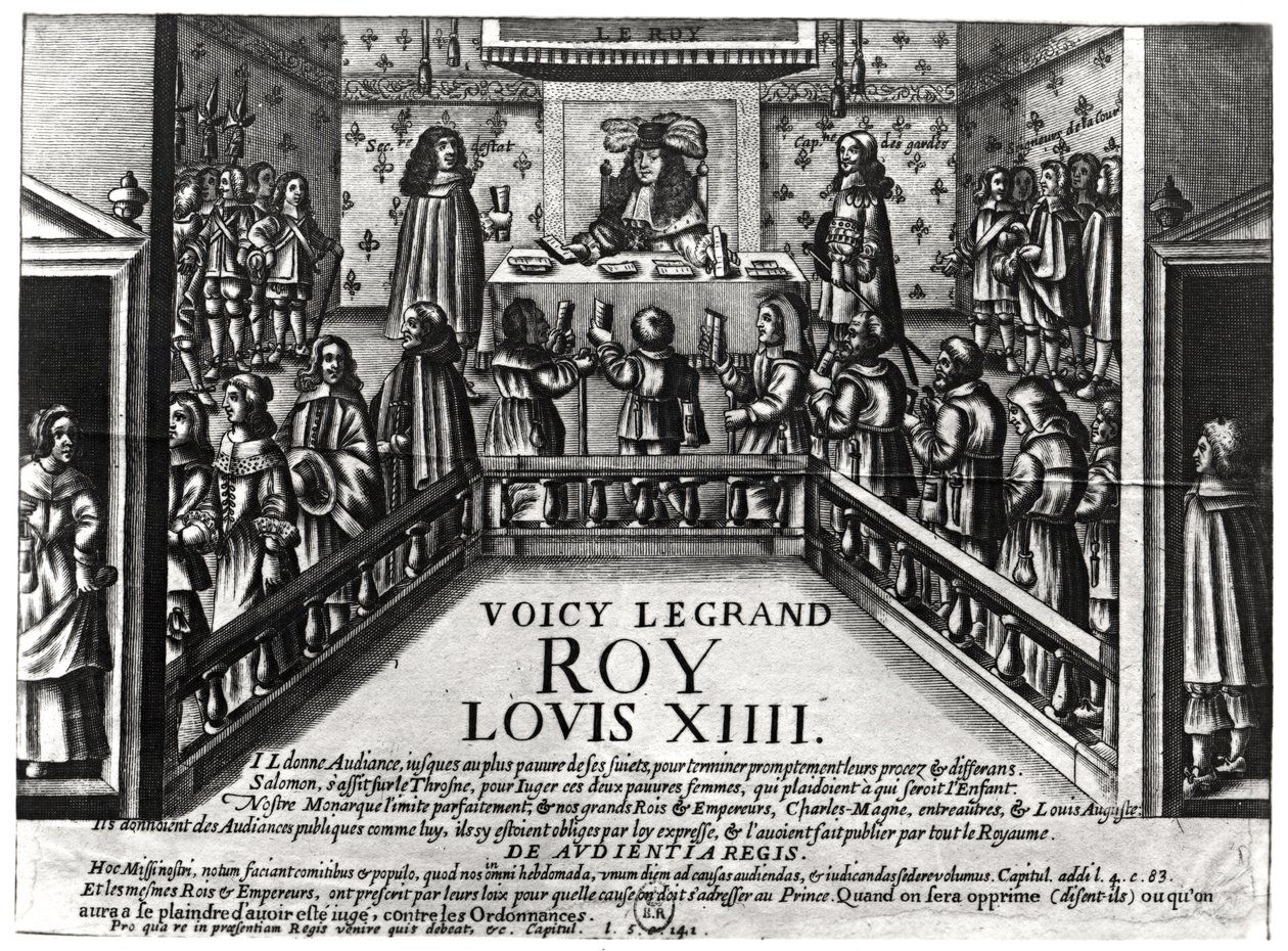 लुई XIV (1638-1715) प्रशासन न्याय (xylograph) (bw फोटो) द्वारा फ्रेंच स्कूल