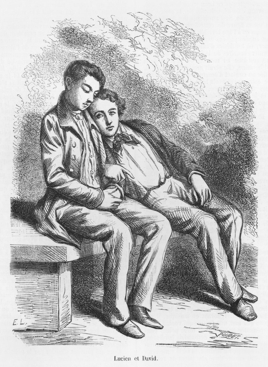 लूसिएन डी रुबेमपेर और डेविड सेकर्ड, ऑनर डी बाल्ज़ाक द्वारा &39;द लॉस्ट इल्यूशन्स&39; का चित्रण द्वारा फ्रेंच स्कूल