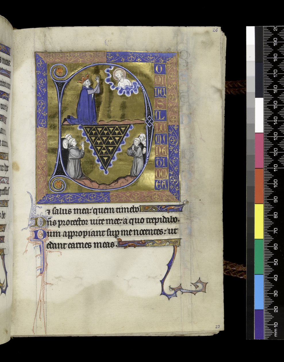 MS 300 f.26r, डेविड ने भगवान से प्रार्थना की, फ्रांस, पेरिस के इसाबेला के साल्टर और घंटे से फोलियो, c.1265-70 (चर्मपत्र पर कलम और स्याही और स्वभाव) द्वारा फ्रेंच स्कूल