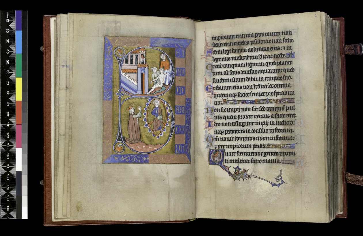 MS 300 f.XIII-1r, फ्रांस, पेरिस के इसाबेला के स्तोत्र और घंटे से, c.1265-70 (चर्मपत्र पर कलम और स्याही और तापमान) द्वारा फ्रेंच स्कूल