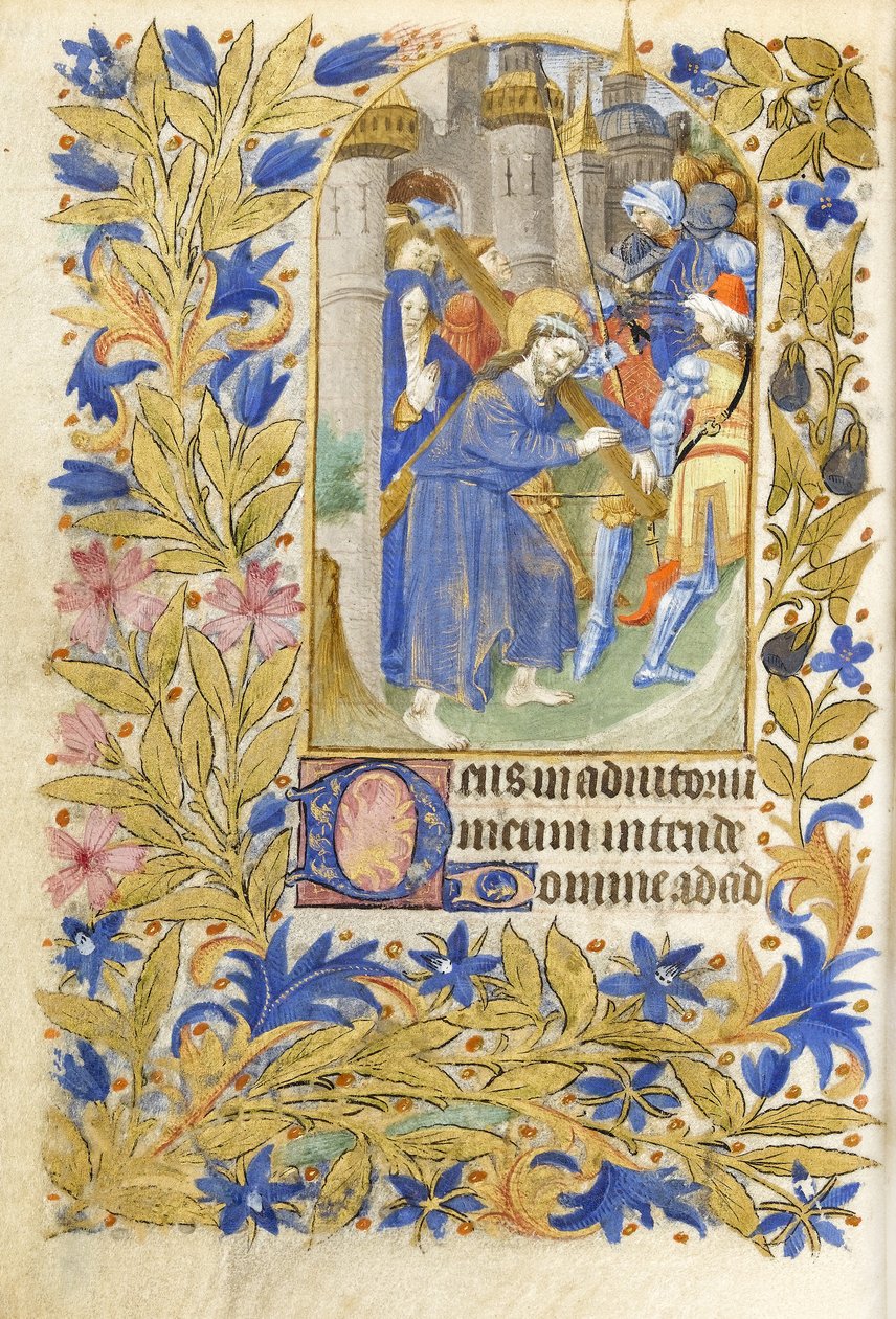 MS 39-1950 f.146v क्राइस्ट द क्रॉस, 1464 (चर्मपत्र पर सोने, चांदी और रंगीन स्याही) द्वारा फ्रेंच स्कूल