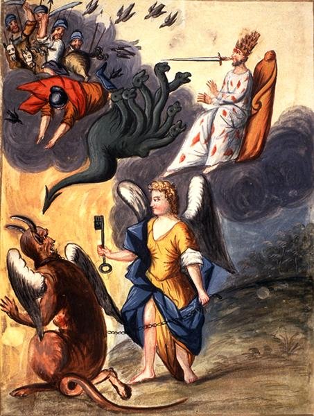 एफएफ के बीच एमएस फर्ग्यूसन 17 प्लेट। 143-114 डेविल (वेल्लम) द्वारा फ्रेंच स्कूल