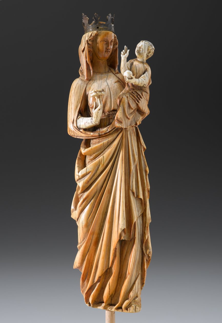 मैडोना एंड चाइल्ड, c.1260-1290 (आइवरी और मेटल) द्वारा फ्रेंच स्कूल