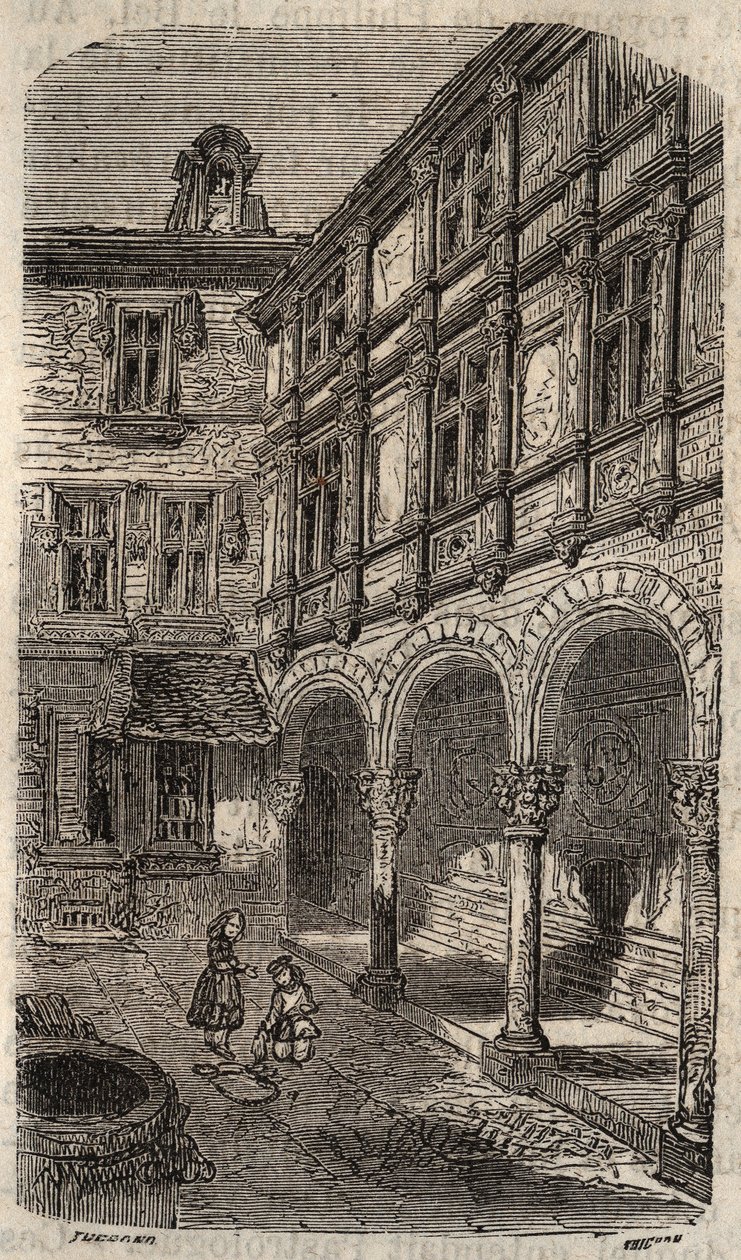 Maison dit d'Agnes Sorel ou Hotel Euverte-Hette (1524) एक ऑरलियन्स - विक्टर ड्यूरुय (1811-1894) द्वारा "हिस्टोइरे डी फ्रांस" में उत्कीर्णन - 1882 द्वारा फ्रेंच स्कूल
