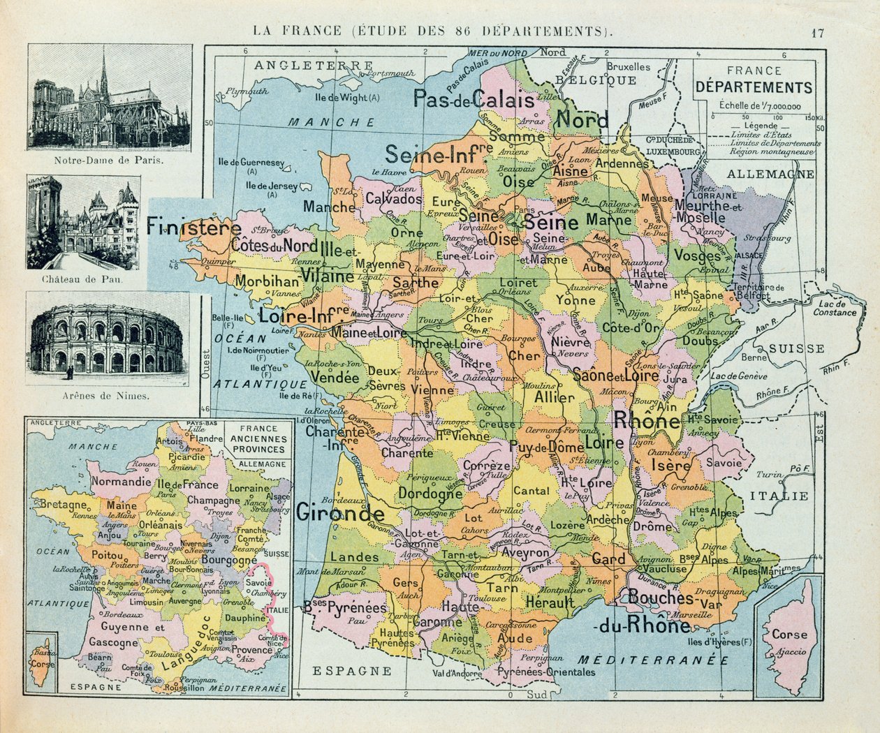 फ्रांस का नक्शा, सी। 1914 द्वारा फ्रेंच स्कूल