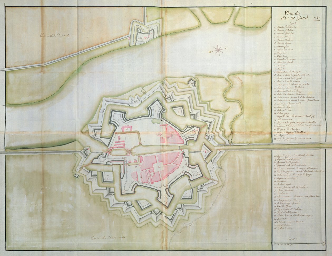 सास वैन जेंट का नक्शा, नीदरलैंड, 1747 (कागज पर कलम, स्याही और डब्ल्यूसी) द्वारा फ्रेंच स्कूल