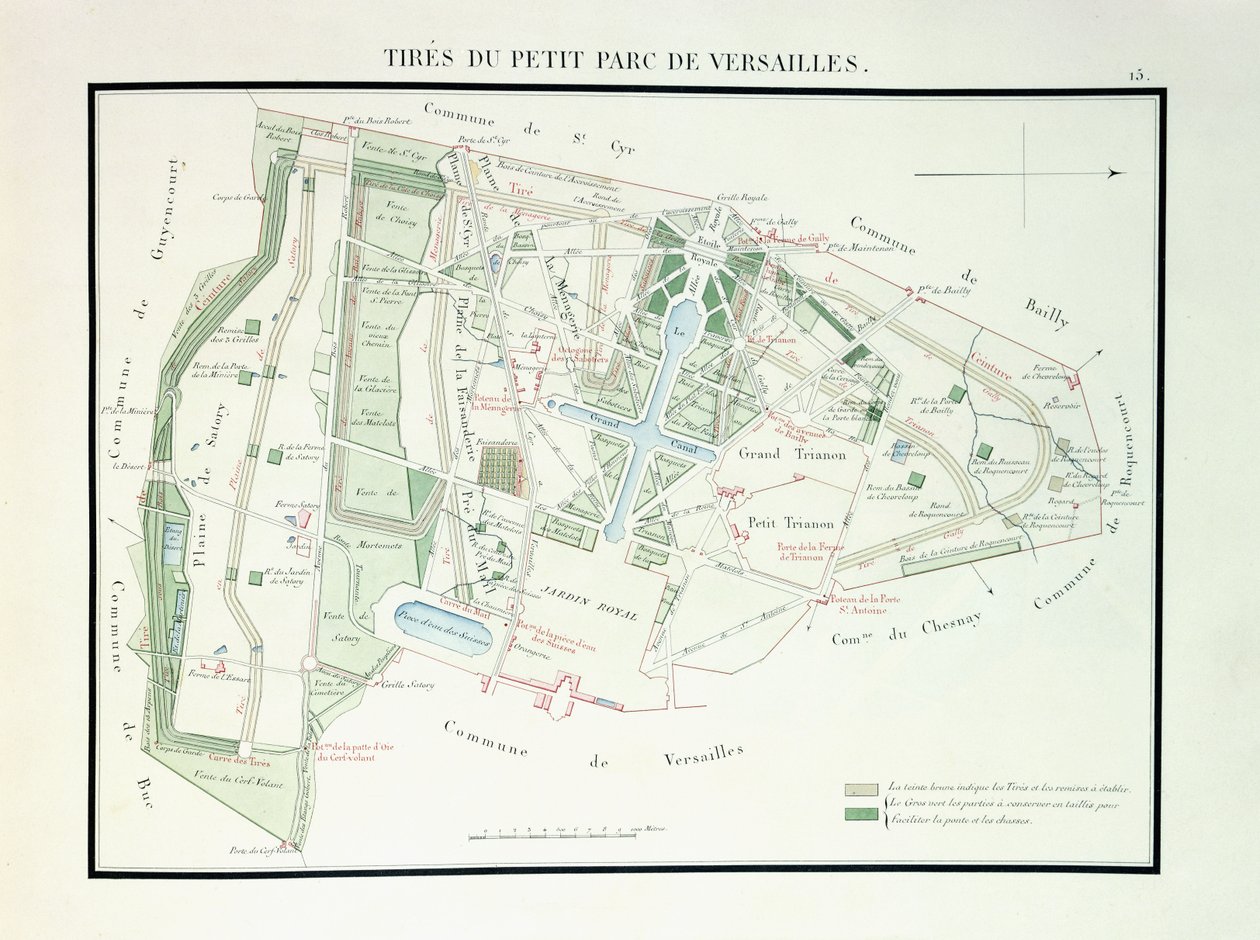 वर्साय के छोटे पार्क का नक्शा, 1818-1819 द्वारा फ्रेंच स्कूल