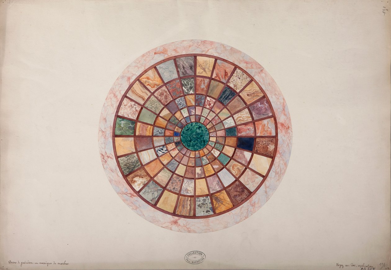 राजकुमारी एलिसा के लिए बनाई गई कुरसी के शीर्ष पर संगमरमर की पच्चीकारी, c.1900-20 द्वारा फ्रेंच स्कूल
