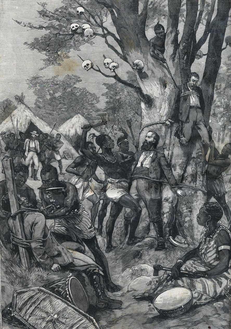 कांगो में नरसंहार: नरभक्षी द्वारा यूरोपीय आपूर्ति। 1898 के "ले पेटिट पेरिसियन" में। द्वारा फ्रेंच स्कूल