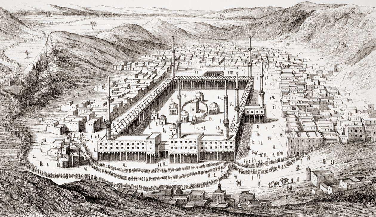 मक्का, सऊदी अरब, L'Histoire Universale Ancienne et मॉडर्न से, स्ट्रासबर्ग c.1860 में प्रकाशित (उत्कीर्णन) द्वारा फ्रेंच स्कूल