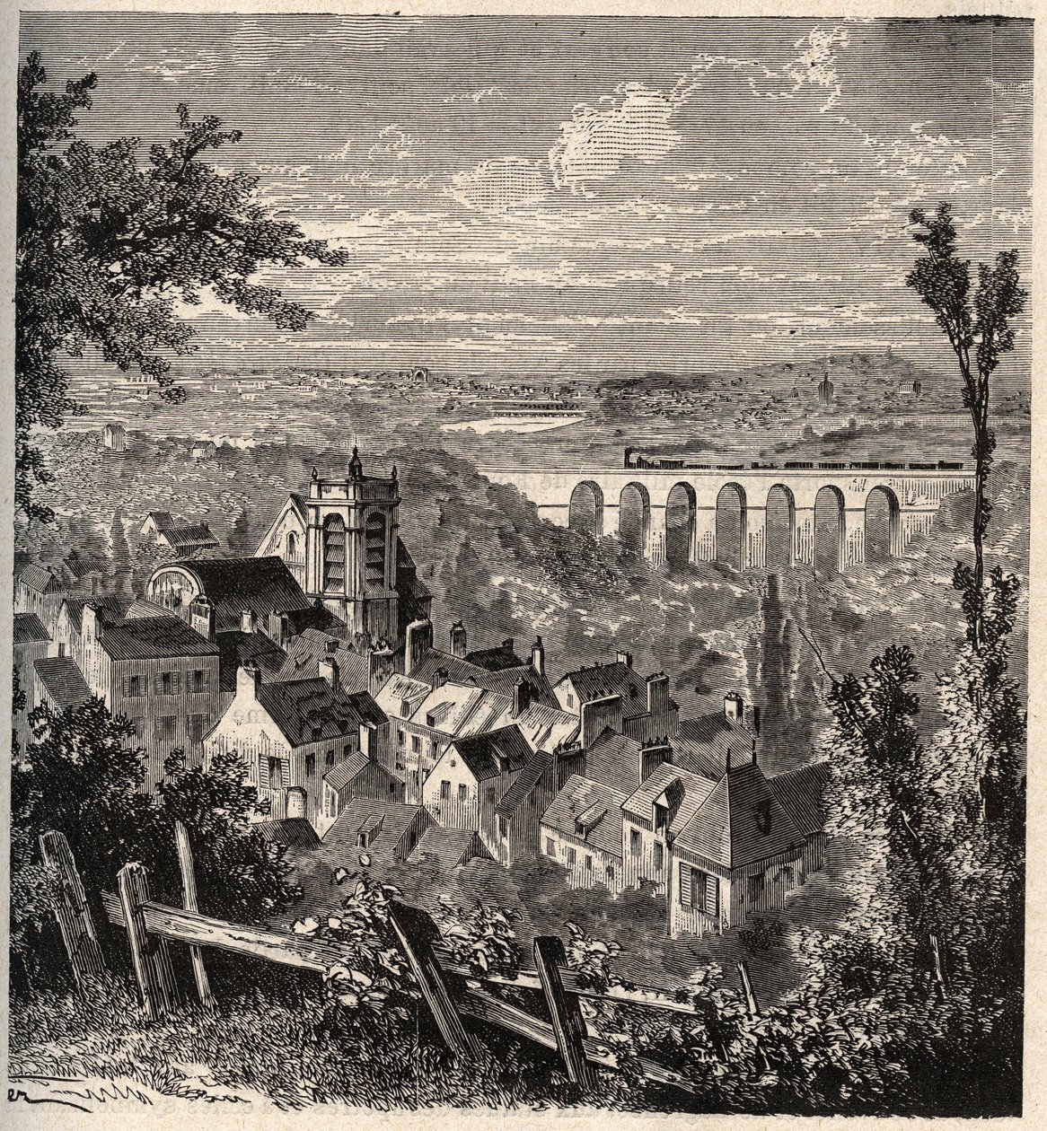 Meudon - Hauts-de-Seine विभाग - "" PATRIE "" में उत्कीर्णन - DESCRIPTION PECTURESSE DE LA FRANCE EN 6 volures by Lucien HUARD - 19वीं सदी के अंत में द्वारा फ्रेंच स्कूल