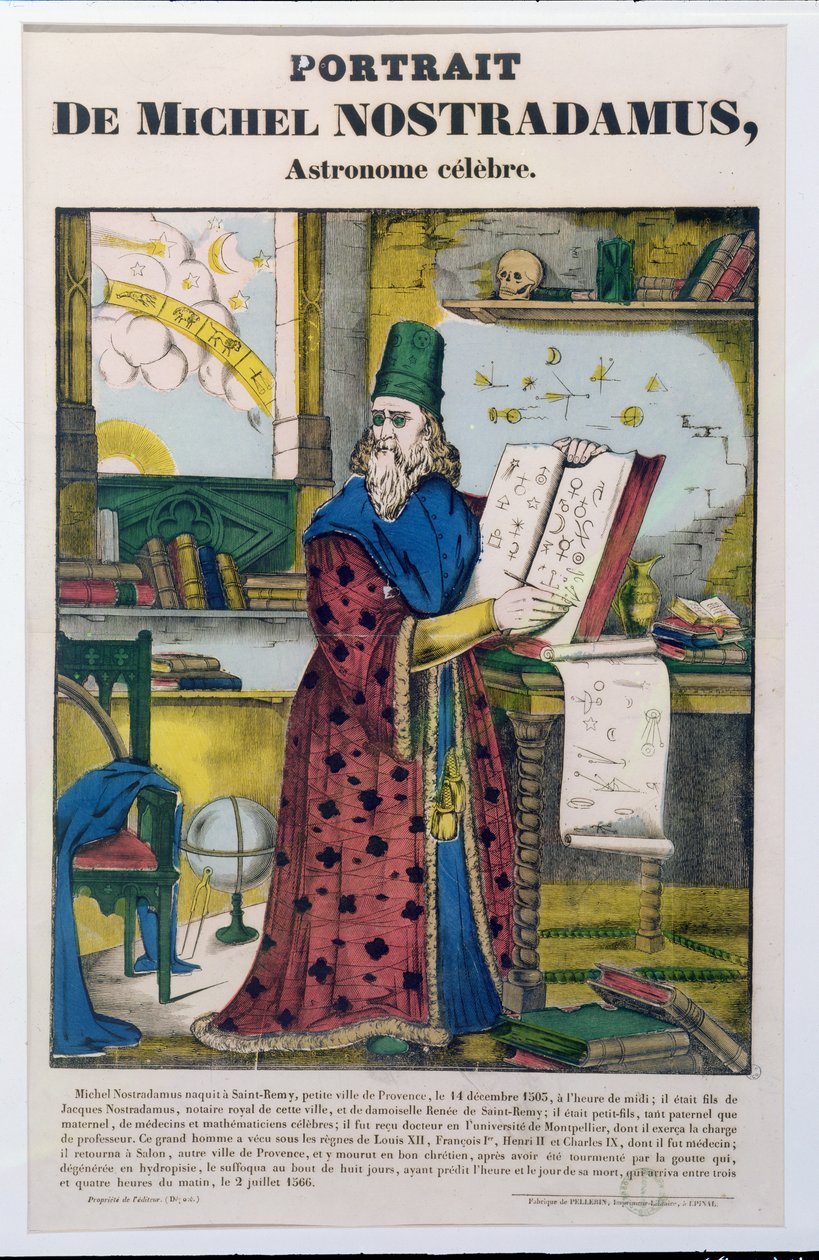 मिशेल नोस्ट्राडेम (नास्त्रेदमस) (1502-66) c.1840 द्वारा फ्रेंच स्कूल