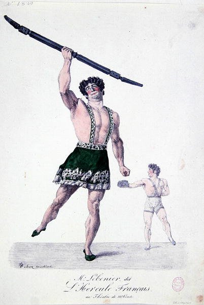 महाशय लेबेनियर, जिसे 'फ्रेंच हरक्यूलिस' के नाम से जाना जाता है, c.1820-30 (कलर लिथो) द्वारा फ्रेंच स्कूल