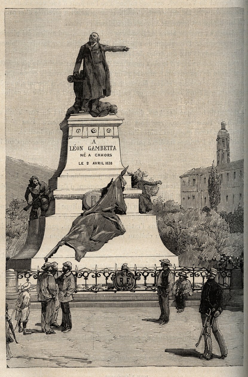 एलेक्जेंडर फाल्गुएरे द्वारा लियोन गैम्बेटा (1838-1882) का स्मारक (1831-1900) - काहोर - "" पैट्री" में उत्कीर्णन द्वारा फ्रेंच स्कूल