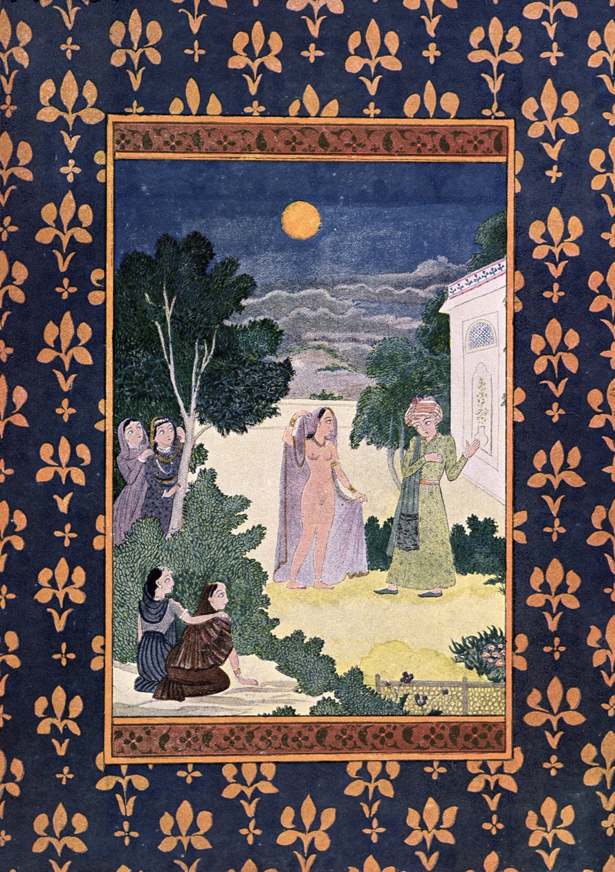 चंद्रमा का सौंदर्य, अरब नाइट्स का चित्रण, 1895 (रंग उत्कीर्णन) द्वारा फ्रेंच स्कूल