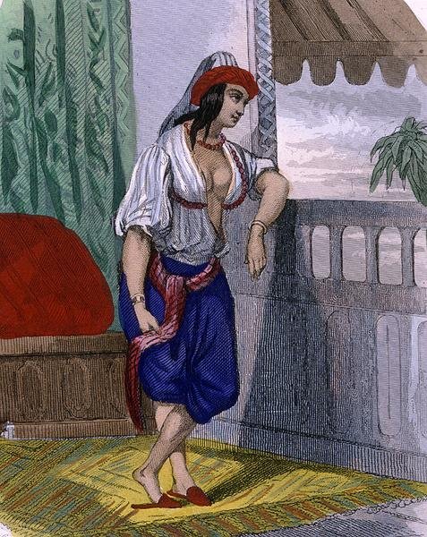 मूरिश वुमन, c.1840 (रंगीन उत्कीर्णन) द्वारा फ्रेंच स्कूल