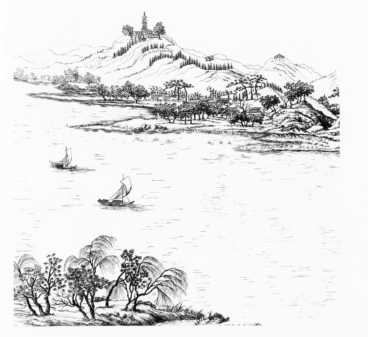 जॉर्ज लुईस द रेड द्वारा एंग्लो-चीनी फैशन गार्डन से माउंट चांग और लेक चाउ, c.1776-88 प्रकाशित द्वारा फ्रेंच स्कूल