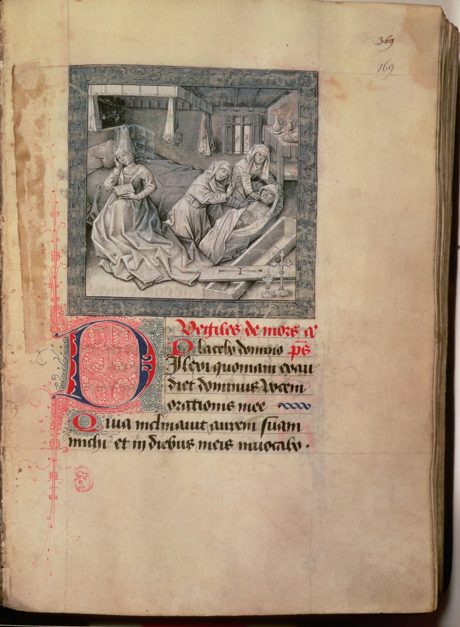 बरगंडी 1454-55 के ड्यूक के घंटे से Ms.76 f.2 fol.169r डेथ, इंटरनेशन और दफन द्वारा फ्रेंच स्कूल