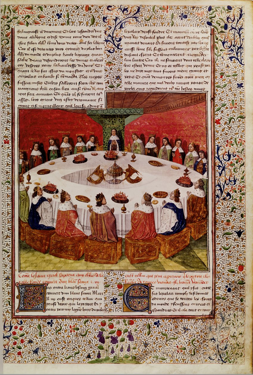Ms.Fr. 112 एफ .5 पवित्र ग्रिल का मूल्यांकन, क्वेस्ट डेल सेंट ग्रेगल से, c.1470 द्वारा फ्रेंच स्कूल