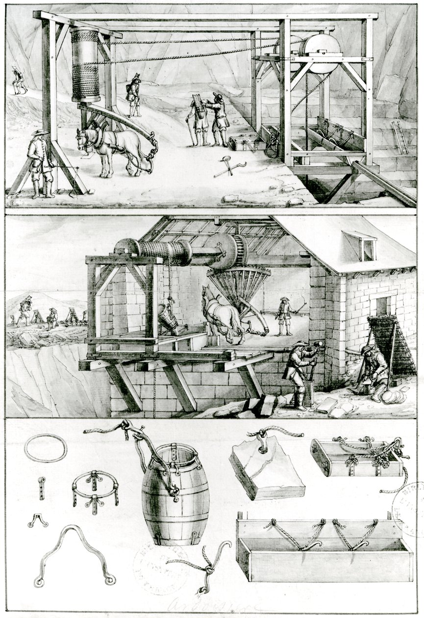 कला और शिल्प विवरण से सुश्री 1064 fol.8 एक स्लेट खदान द्वारा फ्रेंच स्कूल