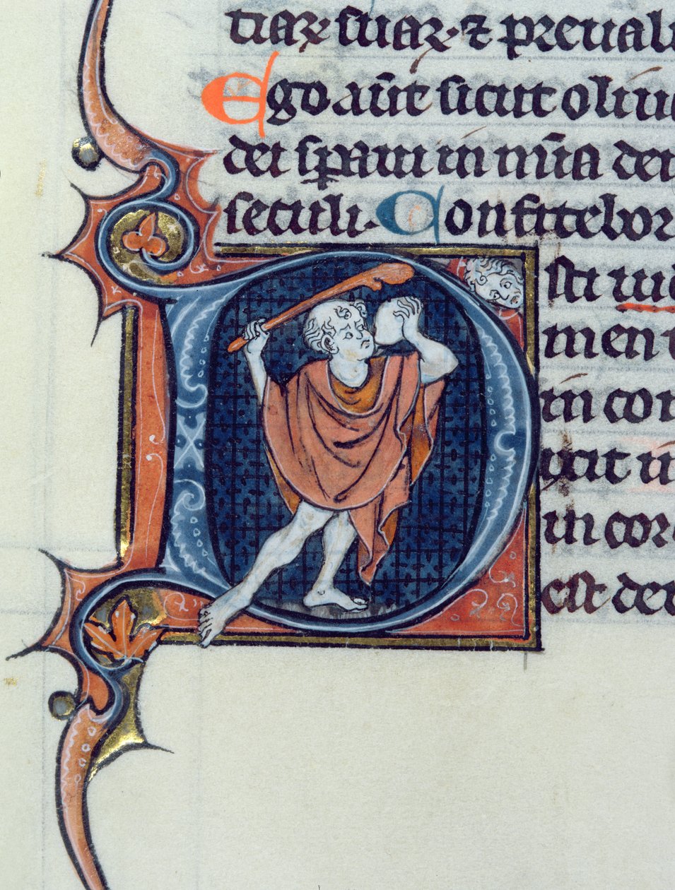 Ms 15 fol.236v एक मूर्ख एक पत्थर और एक रॉड पकड़े हुए द्वारा फ्रेंच स्कूल
