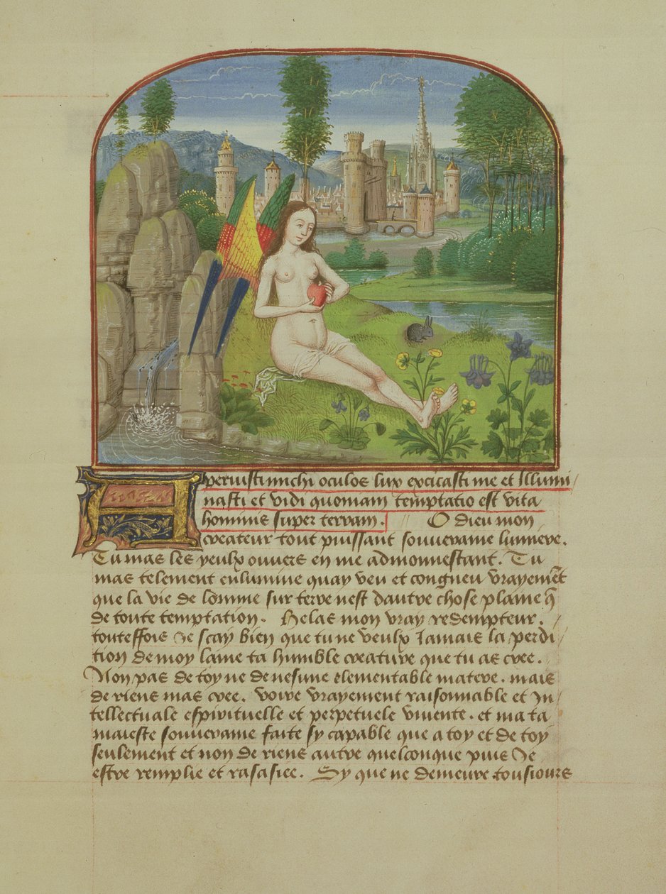 सुश्री 165 fol.31r आत्मा एक स्ट्रीम द्वारा बैठा हुआ, लेनन से दून ज्यूं प्रिंस से रेने dAnjou, c.1465-68 द्वारा फ्रेंच स्कूल