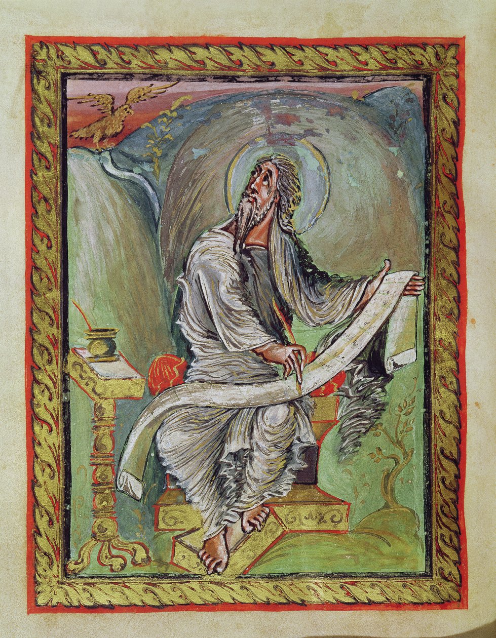 एबो गोस्पल्स से सुश्री 1 फॉल.135 वी सेंट जॉन द इंजीलवादी, c.816-835 द्वारा फ्रेंच स्कूल