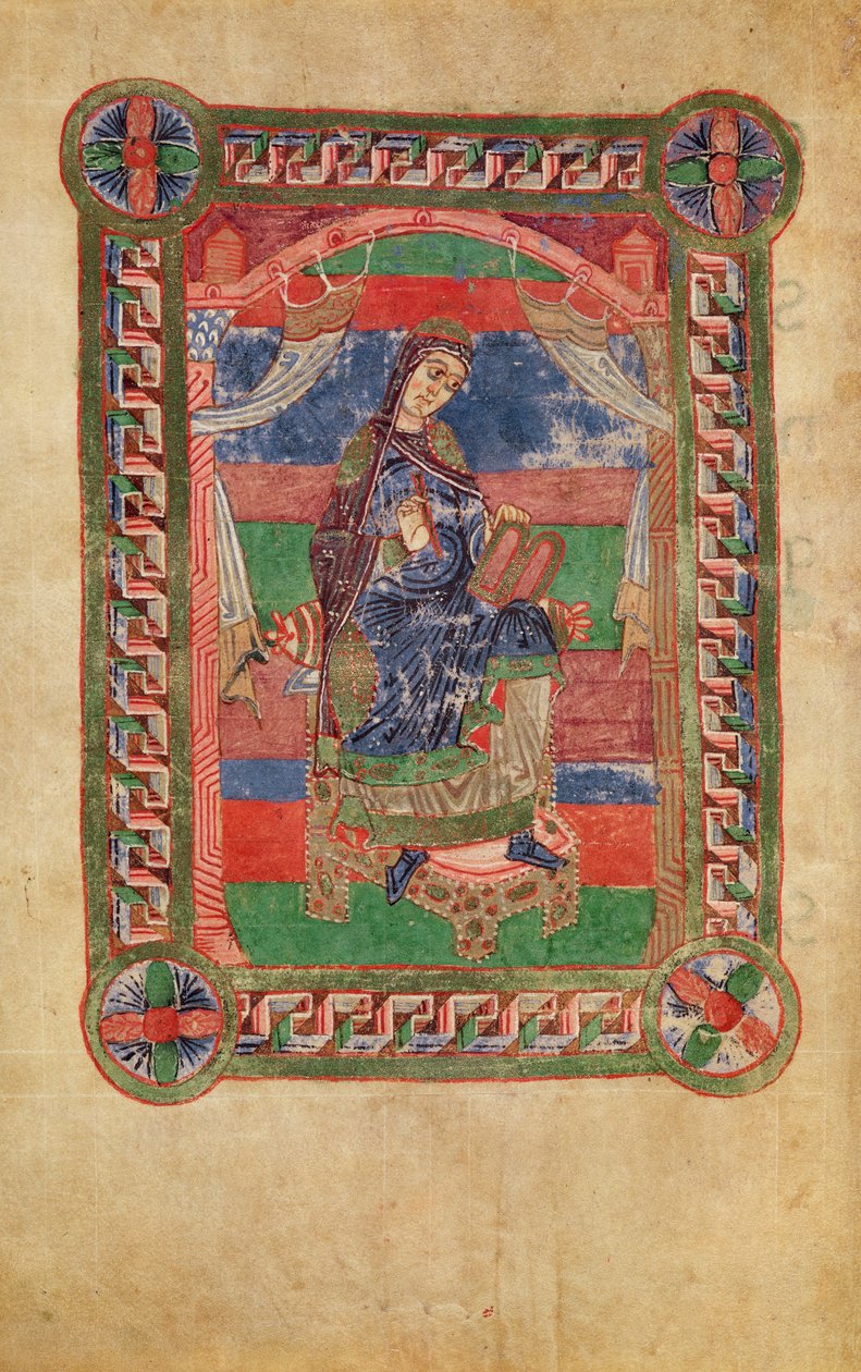 सुश्री 250 fol.43v सेंट Radegund (518-87) एक सिंहासन पर, सेंट Radegund के जीवन से द्वारा फ्रेंच स्कूल